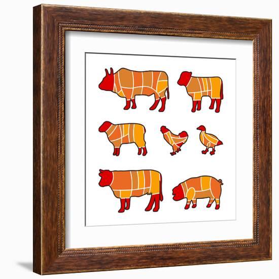 Cutting Meat-Goran Benisek-Framed Art Print