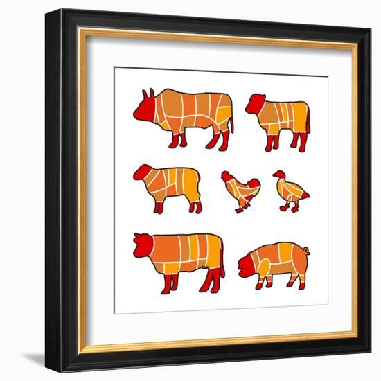 Cutting Meat-Goran Benisek-Framed Art Print