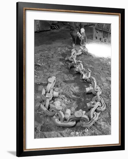 Cutting Off Lead from a Manganese Chain Casting, Sheffield, South Yorkshire, 1965-Michael Walters-Framed Photographic Print