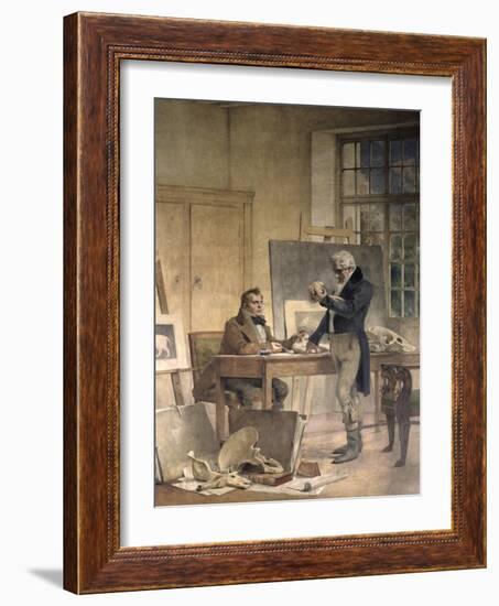 Cuvier Gathers Documents for His Work on the Fossil Bones-Theobald Chartran-Framed Art Print