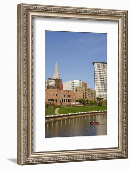 Cuyahoga River Skyline View of Downtown Cleveland, Ohio, USA-Cindy Miller Hopkins-Framed Photographic Print