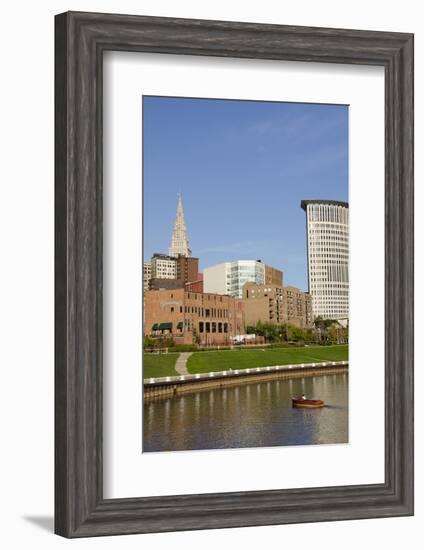 Cuyahoga River Skyline View of Downtown Cleveland, Ohio, USA-Cindy Miller Hopkins-Framed Photographic Print