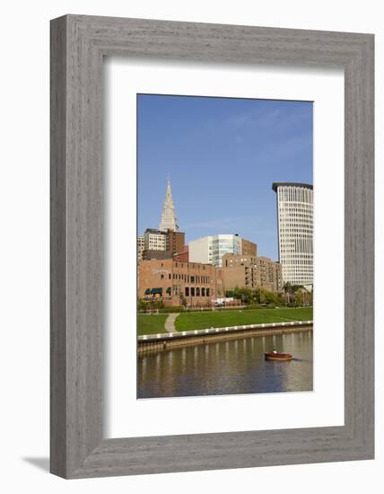 Cuyahoga River Skyline View of Downtown Cleveland, Ohio, USA-Cindy Miller Hopkins-Framed Photographic Print