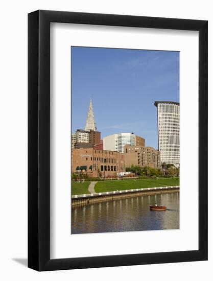 Cuyahoga River Skyline View of Downtown Cleveland, Ohio, USA-Cindy Miller Hopkins-Framed Photographic Print