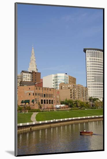 Cuyahoga River Skyline View of Downtown Cleveland, Ohio, USA-Cindy Miller Hopkins-Mounted Photographic Print