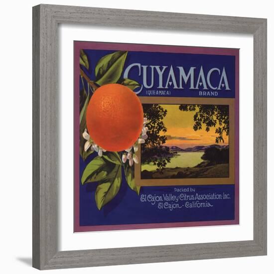 Cuyamaca Brand - El Cajon, California - Citrus Crate Label-Lantern Press-Framed Art Print