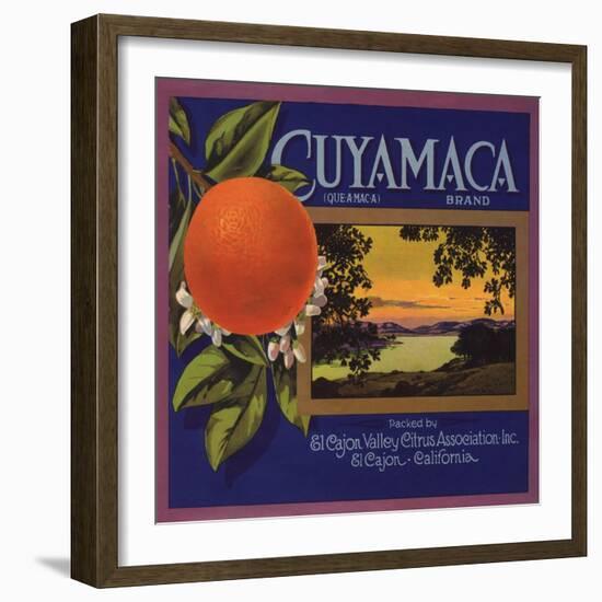 Cuyamaca Brand - El Cajon, California - Citrus Crate Label-Lantern Press-Framed Art Print