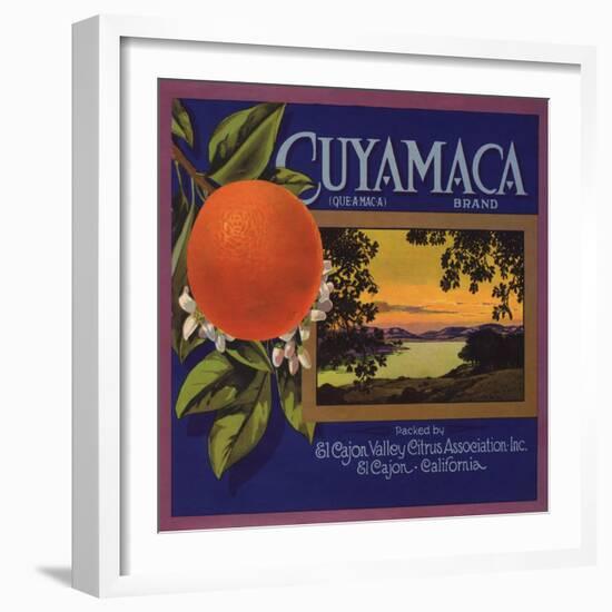 Cuyamaca Brand - El Cajon, California - Citrus Crate Label-Lantern Press-Framed Art Print