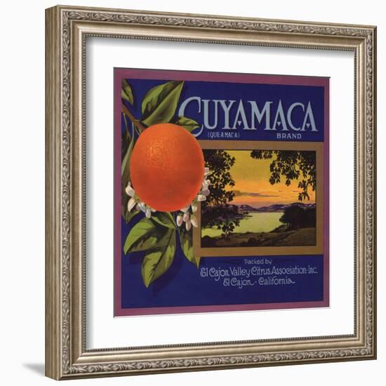 Cuyamaca Brand - El Cajon, California - Citrus Crate Label-Lantern Press-Framed Art Print