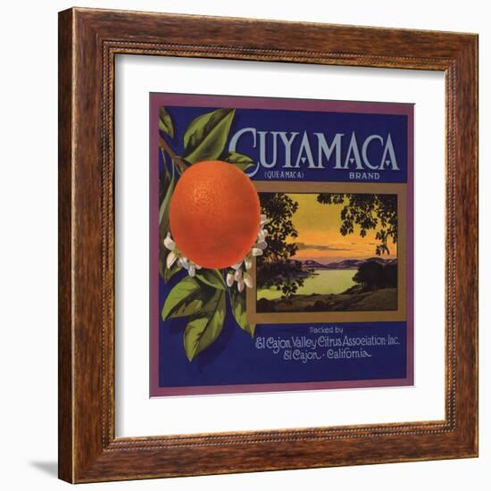 Cuyamaca Brand - El Cajon, California - Citrus Crate Label-Lantern Press-Framed Art Print