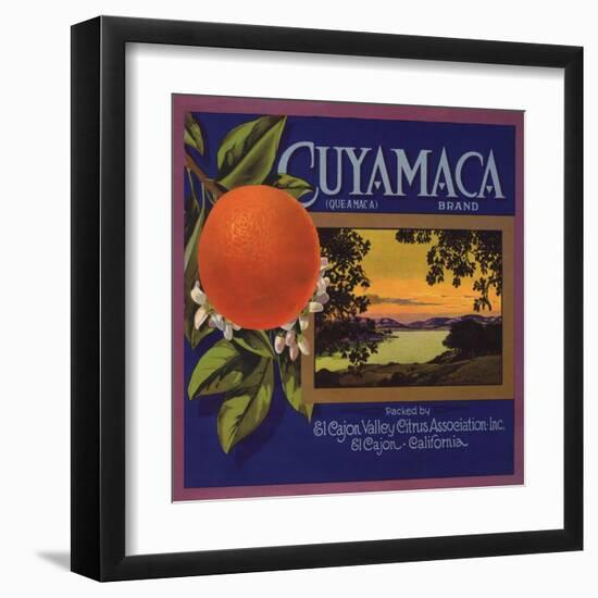 Cuyamaca Brand - El Cajon, California - Citrus Crate Label-Lantern Press-Framed Art Print