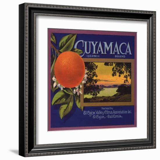 Cuyamaca Brand - El Cajon, California - Citrus Crate Label-Lantern Press-Framed Art Print