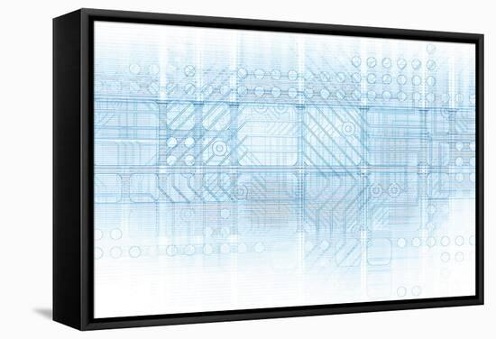 Cybernetics Mechanical Design as a Blueprints Art-kentoh-Framed Stretched Canvas