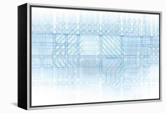 Cybernetics Mechanical Design as a Blueprints Art-kentoh-Framed Stretched Canvas