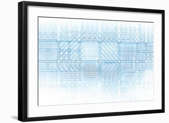 Cybernetics Mechanical Design as a Blueprints Art-kentoh-Framed Art Print