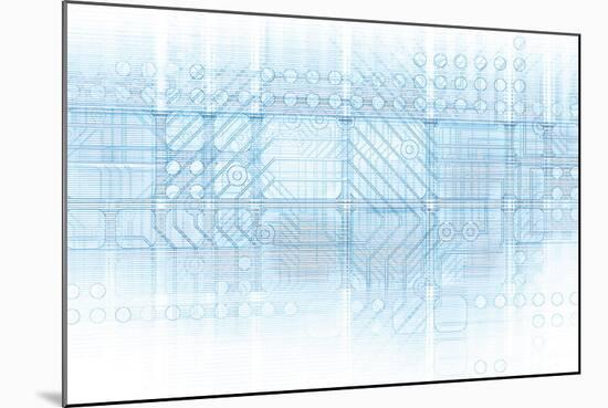 Cybernetics Mechanical Design as a Blueprints Art-kentoh-Mounted Art Print