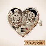 Wind Up Metal Steampunk Heart With Gears-Cyborgwitch-Art Print