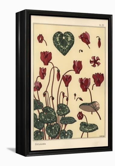 Cyclamen Plant, with Details of the Flower, Leaves, Petals, 1897 (Lithograph)-Eugene Grasset-Framed Premier Image Canvas