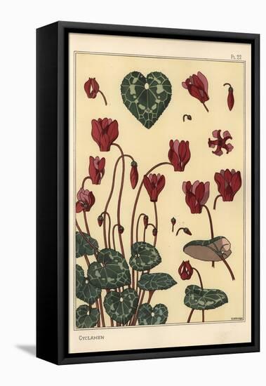 Cyclamen Plant, with Details of the Flower, Leaves, Petals, 1897 (Lithograph)-Eugene Grasset-Framed Premier Image Canvas