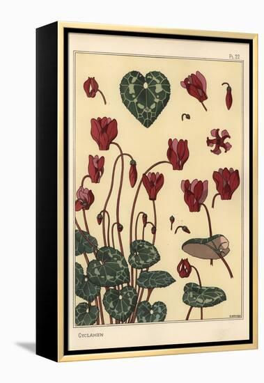 Cyclamen Plant, with Details of the Flower, Leaves, Petals, 1897 (Lithograph)-Eugene Grasset-Framed Premier Image Canvas