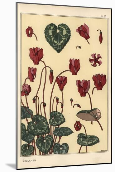 Cyclamen Plant, with Details of the Flower, Leaves, Petals, 1897 (Lithograph)-Eugene Grasset-Mounted Giclee Print