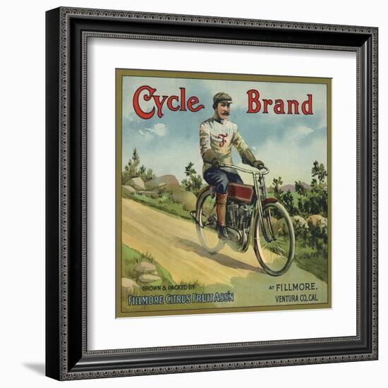 Cycle Brand - Fillmore, California - Citrus Crate Label-Lantern Press-Framed Art Print