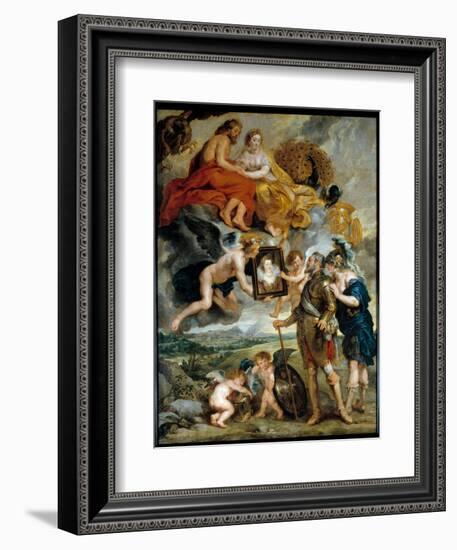 Cycle Des Medicis: “” the King of France Henry IV (1553-1610) Receives the Portrait of Marie De Med-Peter Paul Rubens-Framed Giclee Print