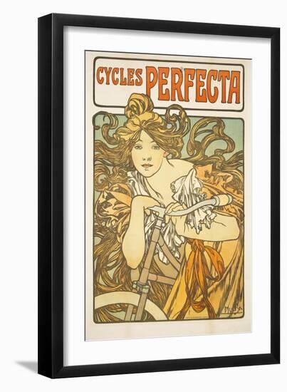 Cycles Perfecta, 1897 (Colour Litho)-Alphonse Marie Mucha-Framed Giclee Print