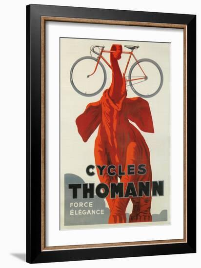 Cycles Thomann, Red Elephant Holding Bike-null-Framed Premium Giclee Print