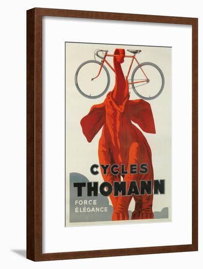 Cycles Thomann, Red Elephant Holding Bike-null-Framed Art Print