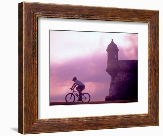 Cycling at El Morro in Old San Juan at Sunset, Puerto Rico-Greg Johnston-Framed Photographic Print