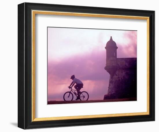 Cycling at El Morro in Old San Juan at Sunset, Puerto Rico-Greg Johnston-Framed Photographic Print