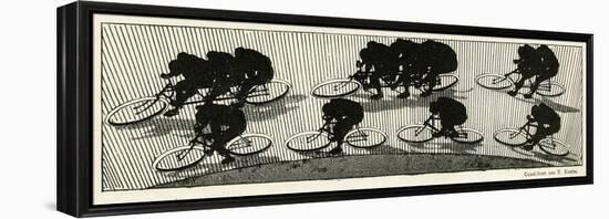 Cycling Silhouette-E. Kneiss-Framed Stretched Canvas