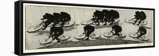 Cycling Silhouette-E. Kneiss-Framed Stretched Canvas