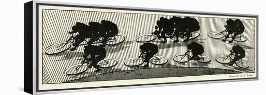 Cycling Silhouette-E. Kneiss-Framed Stretched Canvas