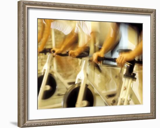 Cycling Spinning Class in Action-null-Framed Photographic Print