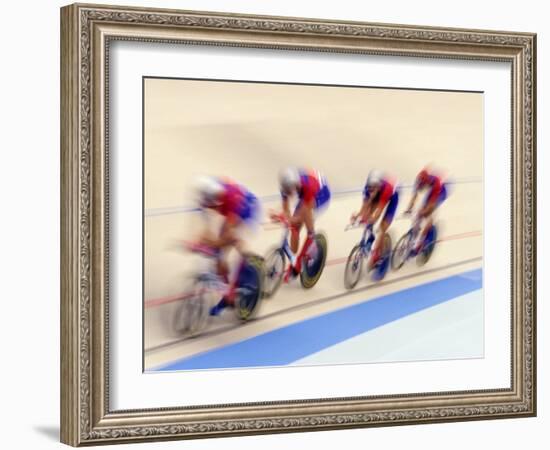 Cycling Team Competing on the Velodrome-Chris Trotman-Framed Photographic Print