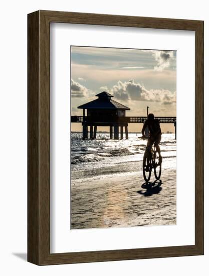 Cyclist on a Florida Beach at Sunset-Philippe Hugonnard-Framed Photographic Print