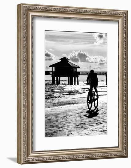 Cyclist on a Florida Beach at Sunset-Philippe Hugonnard-Framed Photographic Print