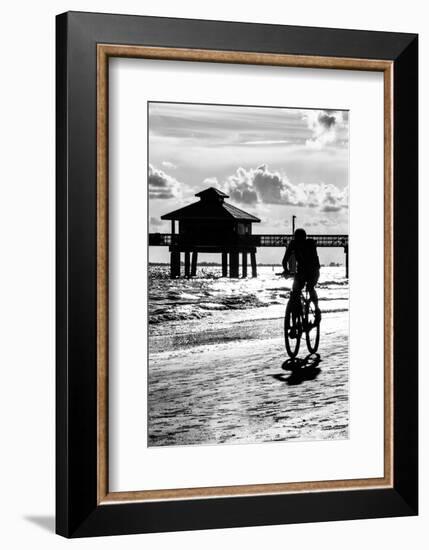 Cyclist on a Florida Beach at Sunset-Philippe Hugonnard-Framed Photographic Print