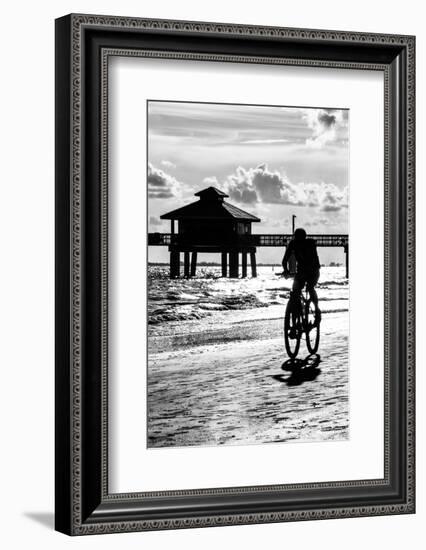 Cyclist on a Florida Beach at Sunset-Philippe Hugonnard-Framed Photographic Print