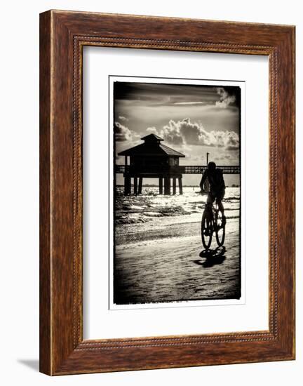 Cyclist on a Florida Beach at Sunset-Philippe Hugonnard-Framed Photographic Print