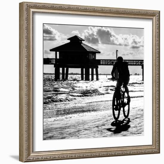 Cyclist on a Florida Beach at Sunset-Philippe Hugonnard-Framed Photographic Print