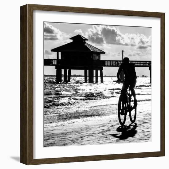 Cyclist on a Florida Beach at Sunset-Philippe Hugonnard-Framed Photographic Print