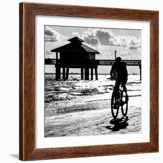 Cyclist on a Florida Beach at Sunset-Philippe Hugonnard-Framed Photographic Print