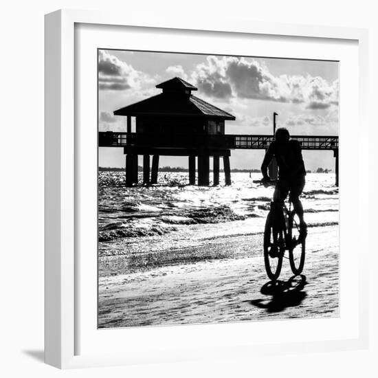 Cyclist on a Florida Beach at Sunset-Philippe Hugonnard-Framed Photographic Print