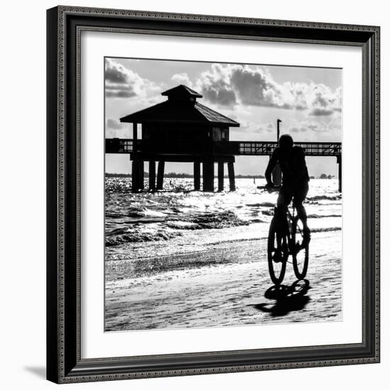 Cyclist on a Florida Beach at Sunset-Philippe Hugonnard-Framed Photographic Print