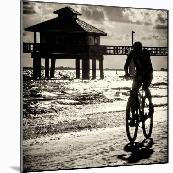 Cyclist on a Florida Beach at Sunset-Philippe Hugonnard-Mounted Photographic Print