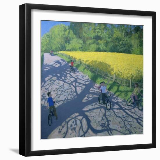 Cyclists and Yellow Field, Kedleston, Derby-Andrew Macara-Framed Giclee Print