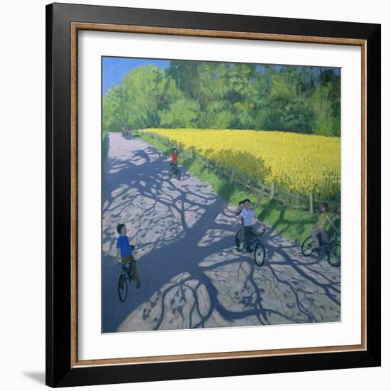 Cyclists and Yellow Field, Kedleston, Derby-Andrew Macara-Framed Giclee Print